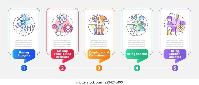 Skills for students rectangle infographic template. Education. Data visualization with 5 steps. Editable timeline info chart. Workflow layout with line icons. Myriad Pro-Bold, Regular fonts used