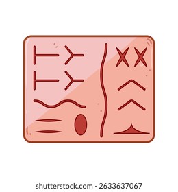 skills suture practice pad cartoon. stitching closure, kit tool, education healthcare skills suture practice pad sign. isolated symbol vector illustration