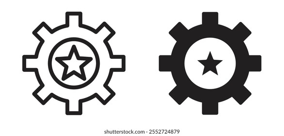 Habilidades ícone de vetor definir preto preenchido e estilo contornado.