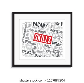 skills word background in a picture frame