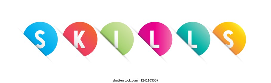 Skills word. Creative letters on white background.