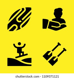 skimboard, surfing, oars and user vector icon set. Sample icons set for web and graphic design