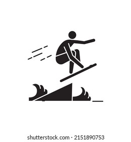 Skimboarding color line icon. Isolated vector element. Outline pictogram for web page, mobile app, promo