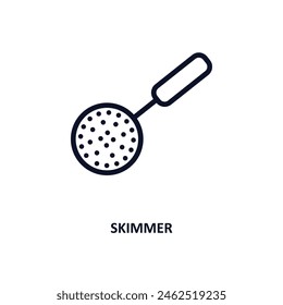 icono de skimmer. Icono de skimmer de línea delgada de la colección de la cocina. Vector de contorno aislado sobre fondo blanco. Símbolo de skimmer editable se puede utilizar en Web y móvil