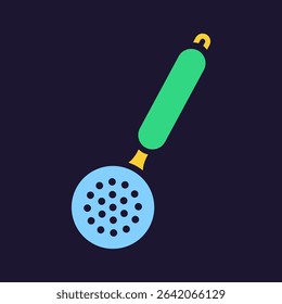 Skimmer. Kitchenware icon. Color vector kitchen utensil and tool. Cutlery illustration