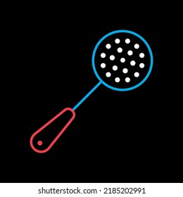 Skimmer vector isolated on the black icon. Kitchen appliance. Graph symbol for cooking web site design, logo, app, UI