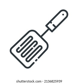 Skimmer-Vektorsymbol einzeln auf weißem, transparentem Hintergrund. Symbol des Küchengeräts.
