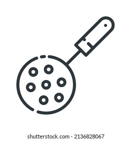 Skimmer vector line icon isolated on white transparent background. Symbol of kitchen appliance.