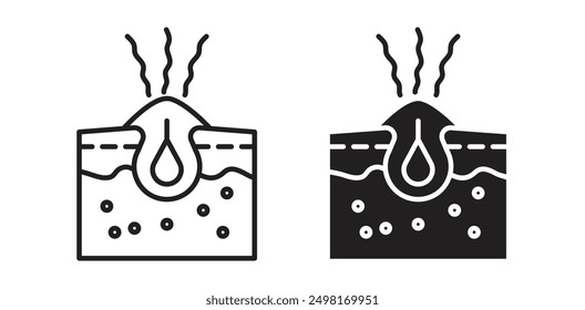 Skin acne vector icon set in black color.