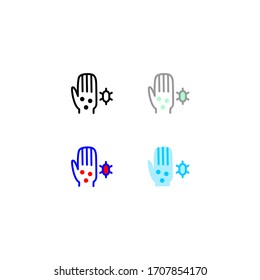 conjunto de iconos de alergia a la piel. plano, simple, contorno, color. sanidad e icono médico.