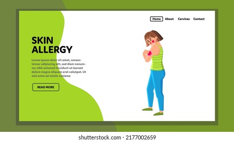 Skin Allergy Vector. Rash Eczema, Allergic Scratch, Dry Itch Skin Allergy Web Flat Cartoon Illustration