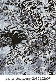 Skin Animal pattern mix leopard zebra seamless trendy design, vector print.