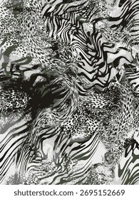 Skin Animal patrón mezcla de cebra de leopardo sin costuras diseño de moda, impresión de Vector.