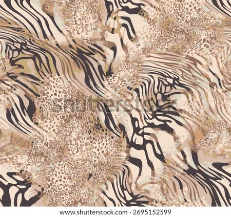 Skin Animal pattern mix leopard zebra seamless trendy design, vector print.