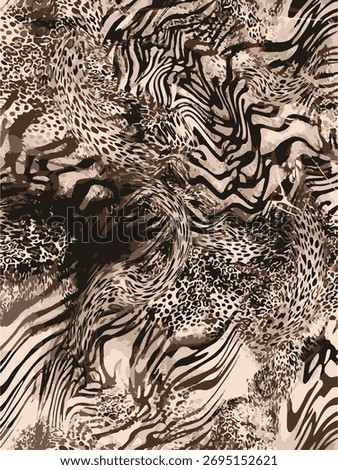 Skin Animal pattern mix leopard zebra seamless trendy design, vector print.
