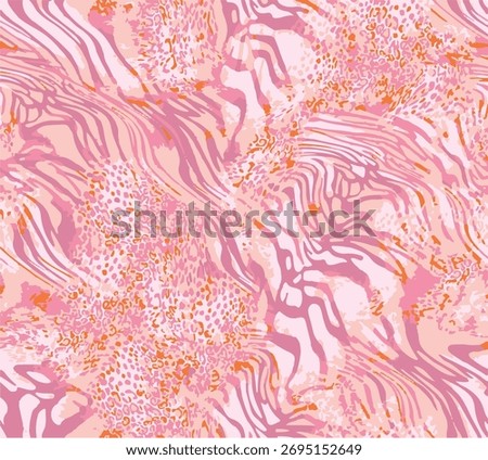 Skin Animal pattern mix leopard zebra seamless trendy design, vector print.