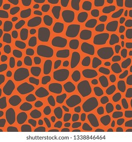 Skin of the animal. Spotted texture. Seamless background. Scattered brown spots. Vector graphics