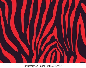 Skin animal zebra vector print, black stripes on a pink background, fashion illustration.