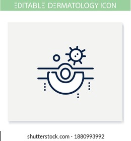 Skin bacteria line icon. Skin problem, dermatologic disease. Bacterial infection. Skincare, cosmetology, medicine. Health and beauty concept. Isolated vector illustration. Editable stroke 