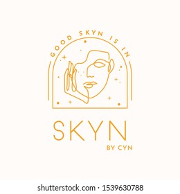 Skin And Beauty Logo, Mystic Logo, Whimsical Vector Logo For Boutiques, Bath And Body Product