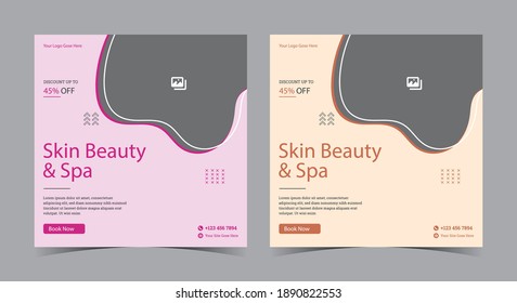 Skin Beauty And Spa Poster, Spa Social Media Post And Flyer