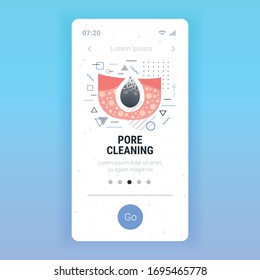 skin blackhead pimple acne pore cleaning cosmetology skincare beauty concept deep cleaning unclog pores smartphone screen mobile app copy space vector illustration