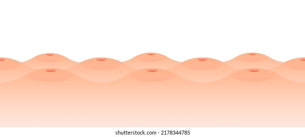 Skin bumps texture. Red pimple on skin, medical illustration. Open pores, vector sign. Face care cosmetic. Blackheads on the nose. Facial health close up symbol. Organic medicine help, skin problems