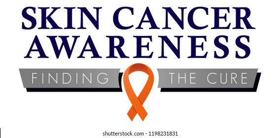 Skin Cancer Awareness Campaign Logo, Awareness Ribbon, Finding the Cure for Skin Cancer, Orange Ribbon, Inspiration and Encouragement for Patients, Health Education to Promote use of Sun Screen