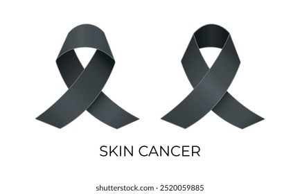 Skin cancer awareness, melanoma awareness. Black ribbon vector illustration