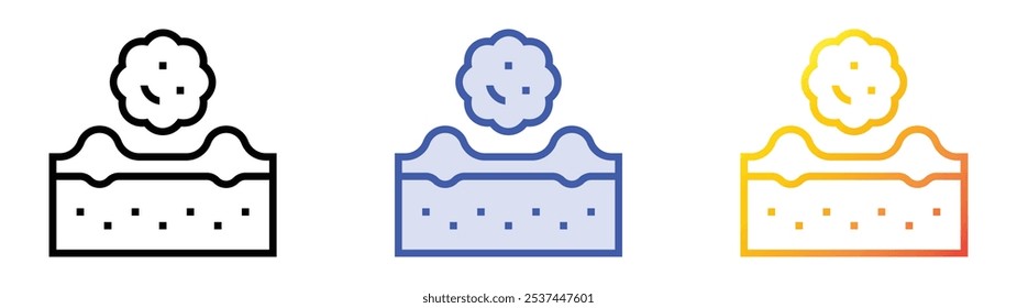 ícone do câncer de pele. Design de estilo linear, preenchimento azul e gradiente isolado em plano de fundo branco