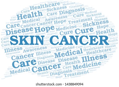 Skin Cancer word cloud. Vector made with text only.