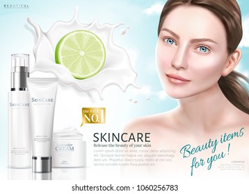 Skin Care Ads Lemon Cosmetic Products Stock Vector (Royalty Free ...