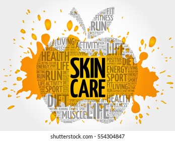 Skin care apple word cloud, health concept