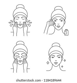 Skin care apply facial serum icons