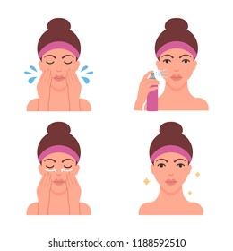 Skin Care Apply Facial Spray Icons