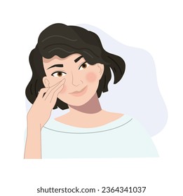 Skin Care Beauty Concept. Natural Beauty and Skincare Routine. Woman's Hand Touching Face