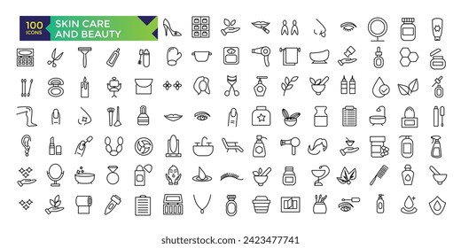 Skin Care and Beauty icon set line icon pack symbol collection