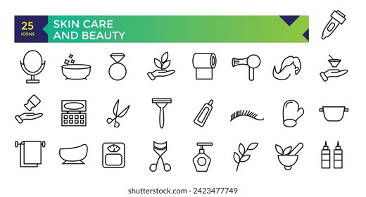 Skin Care and Beauty icon set line icon pack symbol collection