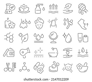 Skin care and beauty line icons collection. Thin outline icons pack. Vector illustration eps10