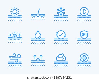 Skin care and Beauty vector line icons. Skin problems and Treatment outline icon set. Skincare, Acne, Protection, Hair, Pimple, Cream, Healthcare and more.