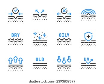 Skin care and Beauty vector line icons. Skin problems, Treatment and Skincare outline icon set.