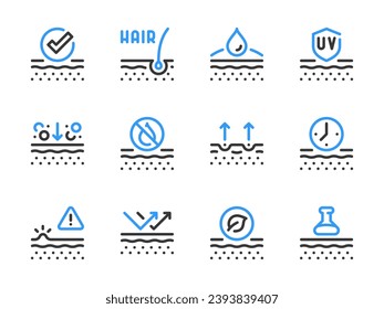 Skin care and Beauty vector line icons. Skin problems, Treatment and Skincare outline icon set.