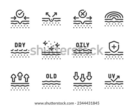 Skin care and Beauty vector line icons. Skin problems, Treatment and Skincare outline icon set.