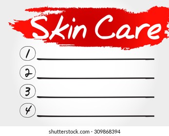 Skin Care blank list, health concept