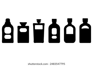Skin care bottle set icon. Beauty vector