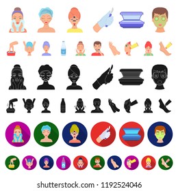 Skin care cartoon icons in set collection for design. Face and body vector symbol stock web illustration.