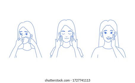 Skin care concept design of vector. Girl character vector illustration.