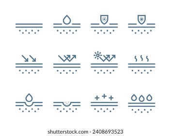 Skin care concept line icon. Contains linear icons such as Moisture, Cleaning Pore, UV Protection Body or Face Skin Linear Pictogram. Cold, Protection, Health, Pimple Skin Isolated vector illustration