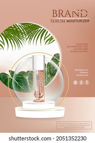 Skin Care Cosmetic Of Foundation Premium Product On The Podium. Colorstay Makeup In Glass Bottle And Tube On The Orange Gold Background