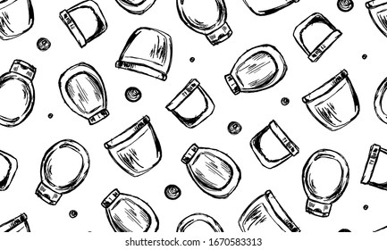 Skin care cosmetic hand drawn vector illustration. Cream, parfume, Serum drop and Face gel or lotion icons. 24 hour face care cream protection. Medical skin cosmetic.